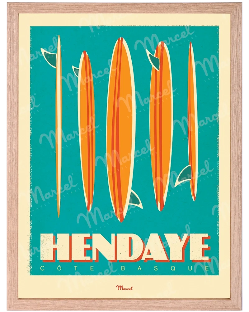 Affiche HENDAYE "Surfboards"