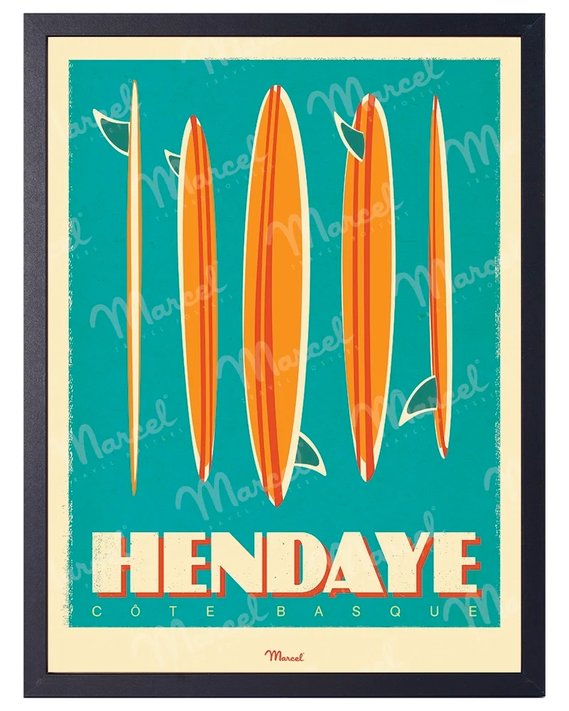 Affiche HENDAYE "Surfboards"