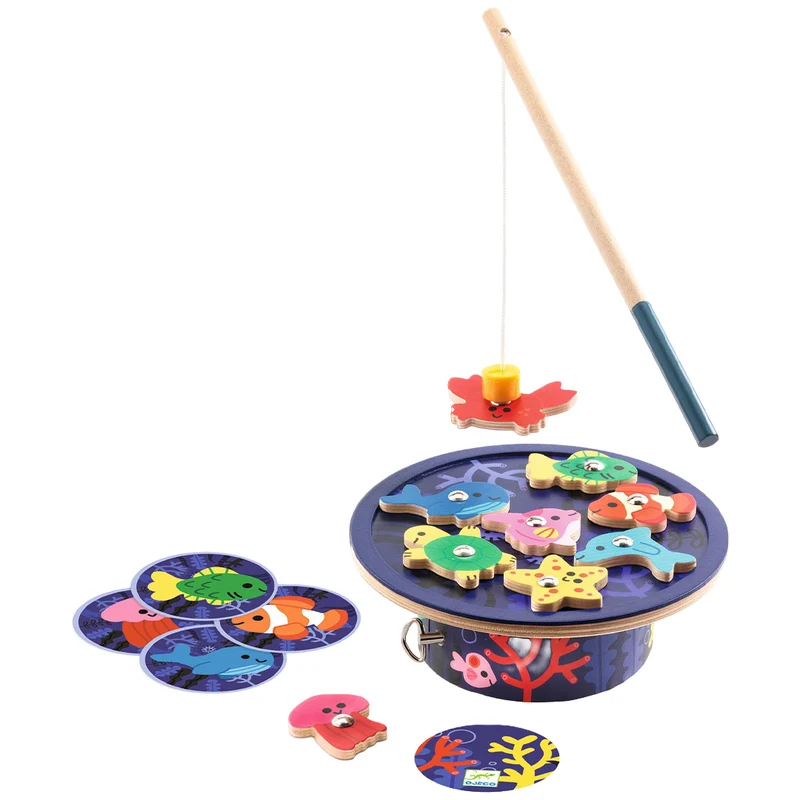 djeco jeu de pêche magnétique et boîte à musique dancingfish - océan