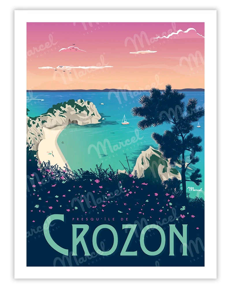 Affiche CROZON "Plage de l'Île Vierge"