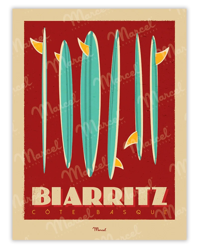 Affiche BIARRITZ "Surfboards"