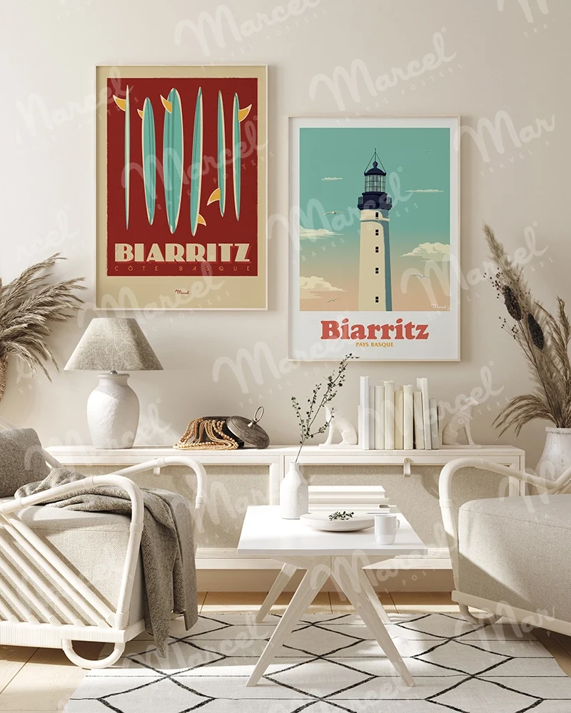 Affiche BIARRITZ "Surfboards"