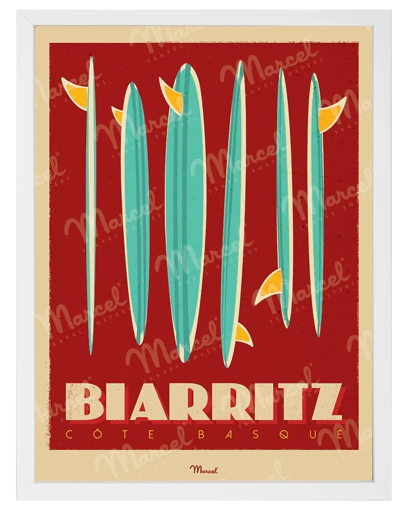 Affiche BIARRITZ "Surfboards"