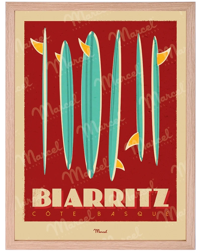 Affiche BIARRITZ "Surfboards"