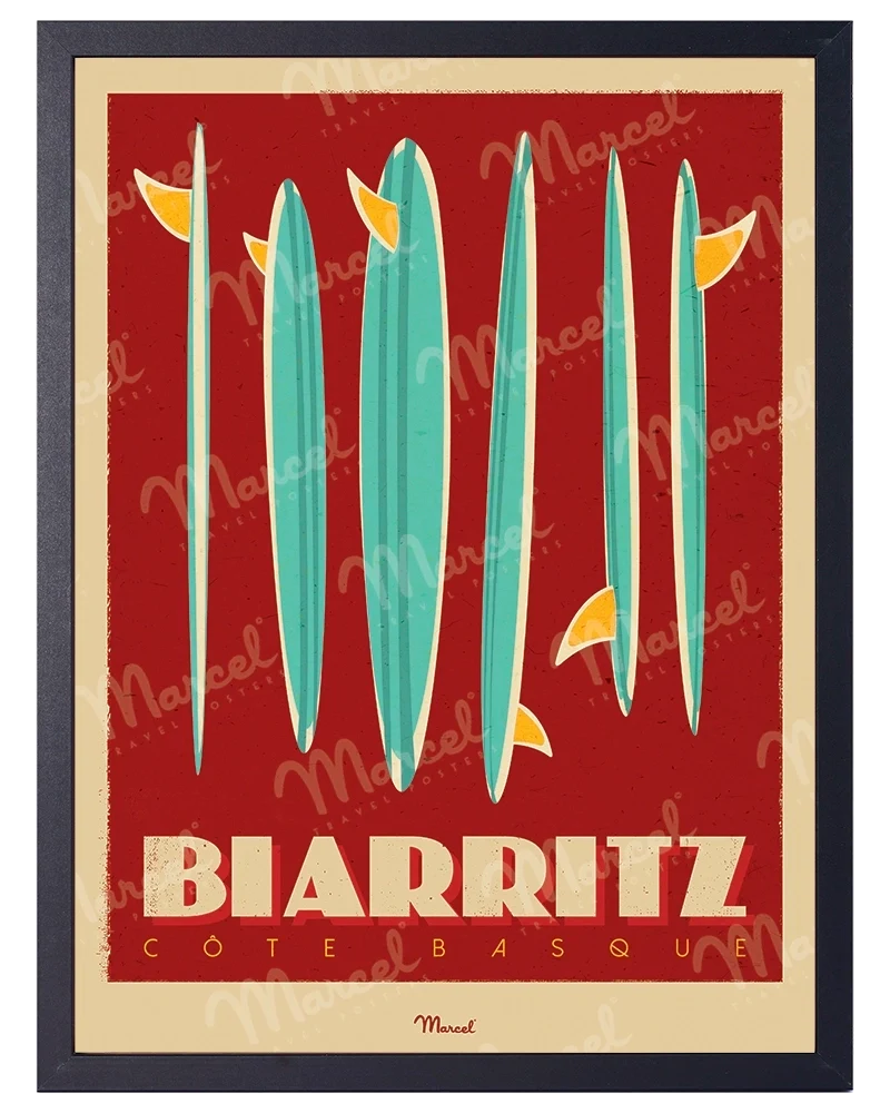 Affiche BIARRITZ "Surfboards"