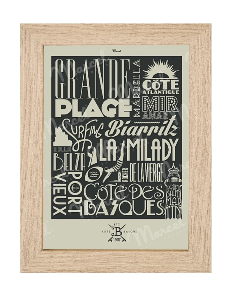 Carte Postale BIARRITZ "Typography"