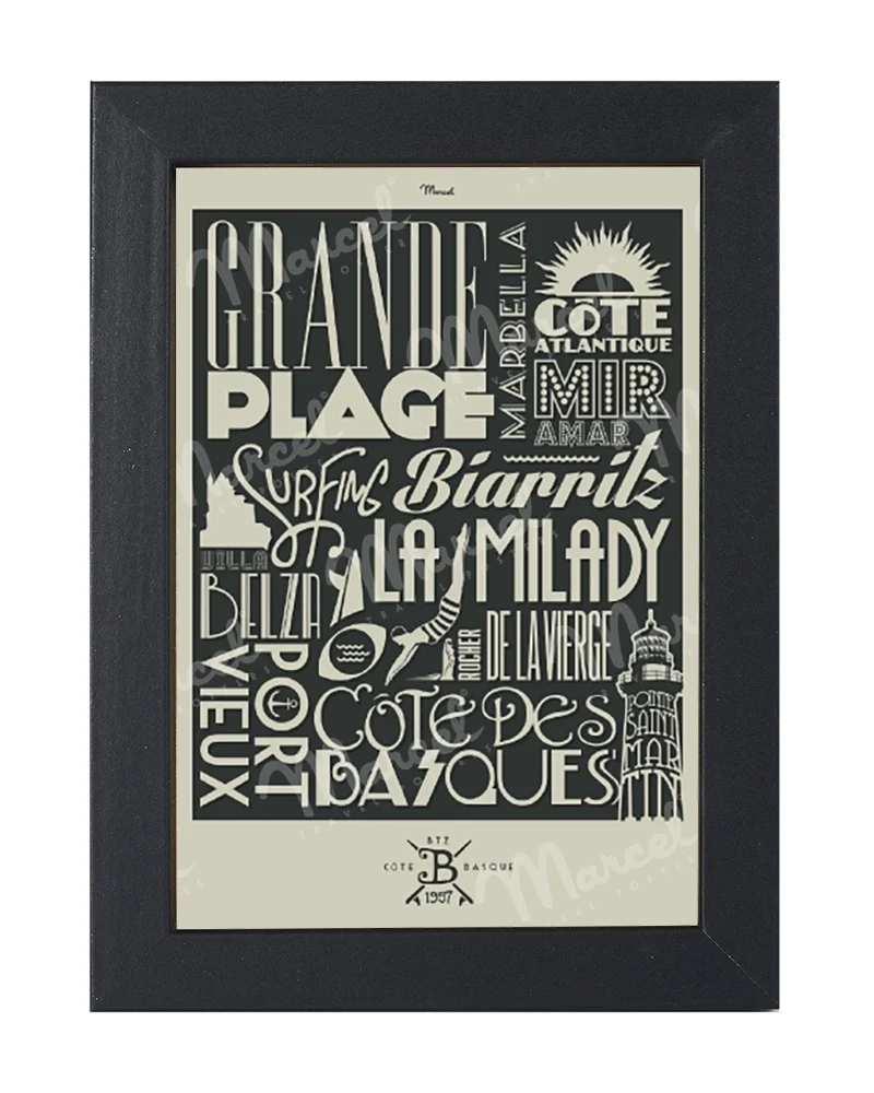 Carte Postale BIARRITZ "Typography"