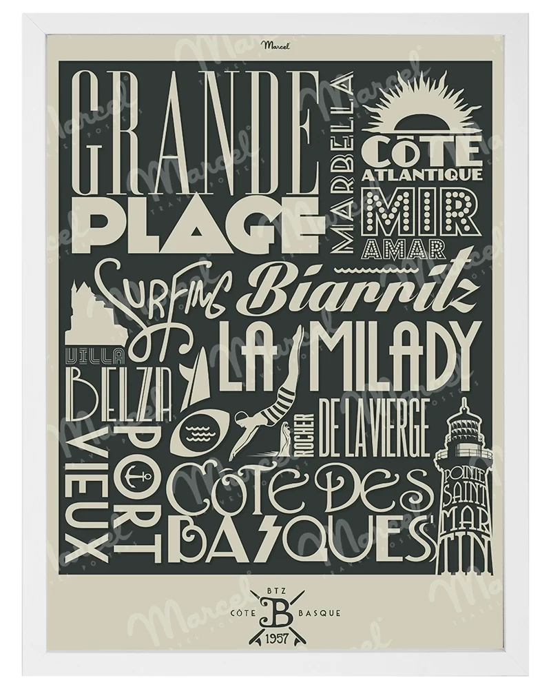 Affiche BIARRITZ "Typography"