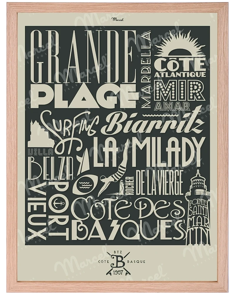 Affiche BIARRITZ "Typography"