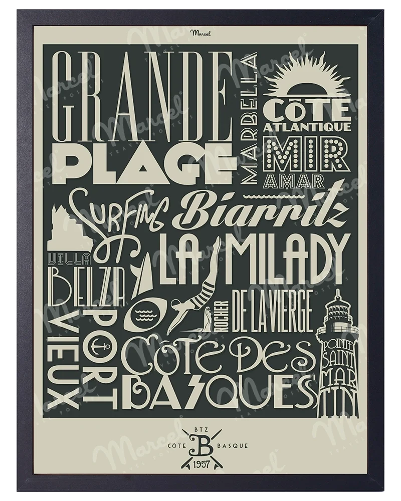 Affiche BIARRITZ "Typography"