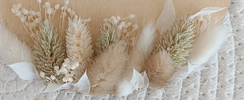 Décoration 20cm bois & fleurs séchées - A personnaliser