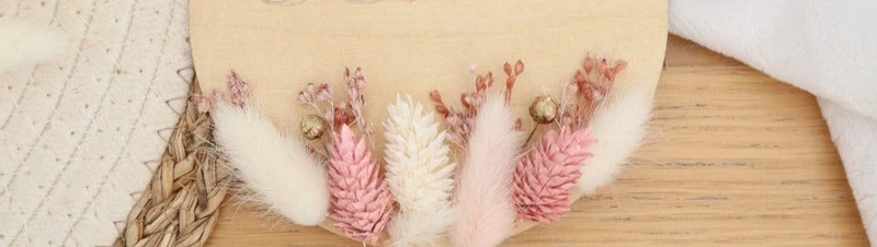 Décoration 20cm bois & fleurs séchées - A personnaliser