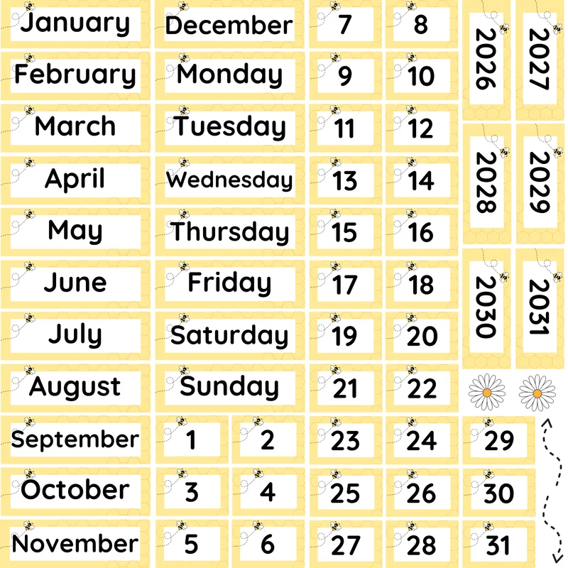 Bee Calendar Set