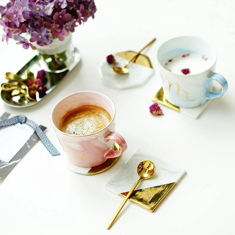 Mug Mr et Mrs en Porcelaine (style marbre)