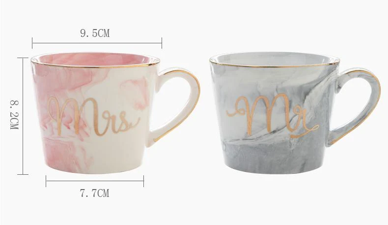 Mug Mr et Mrs en Porcelaine (style marbre)