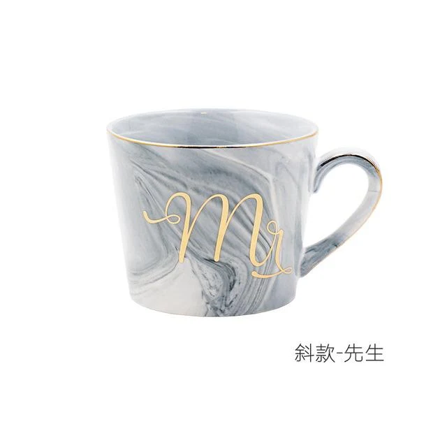 Mug Mr et Mrs en Porcelaine (style marbre)