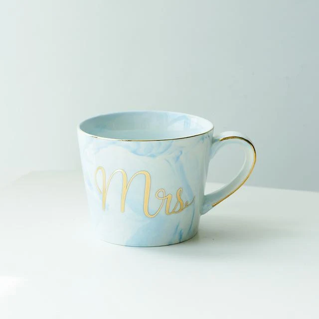 Mug Mr et Mrs en Porcelaine (style marbre)