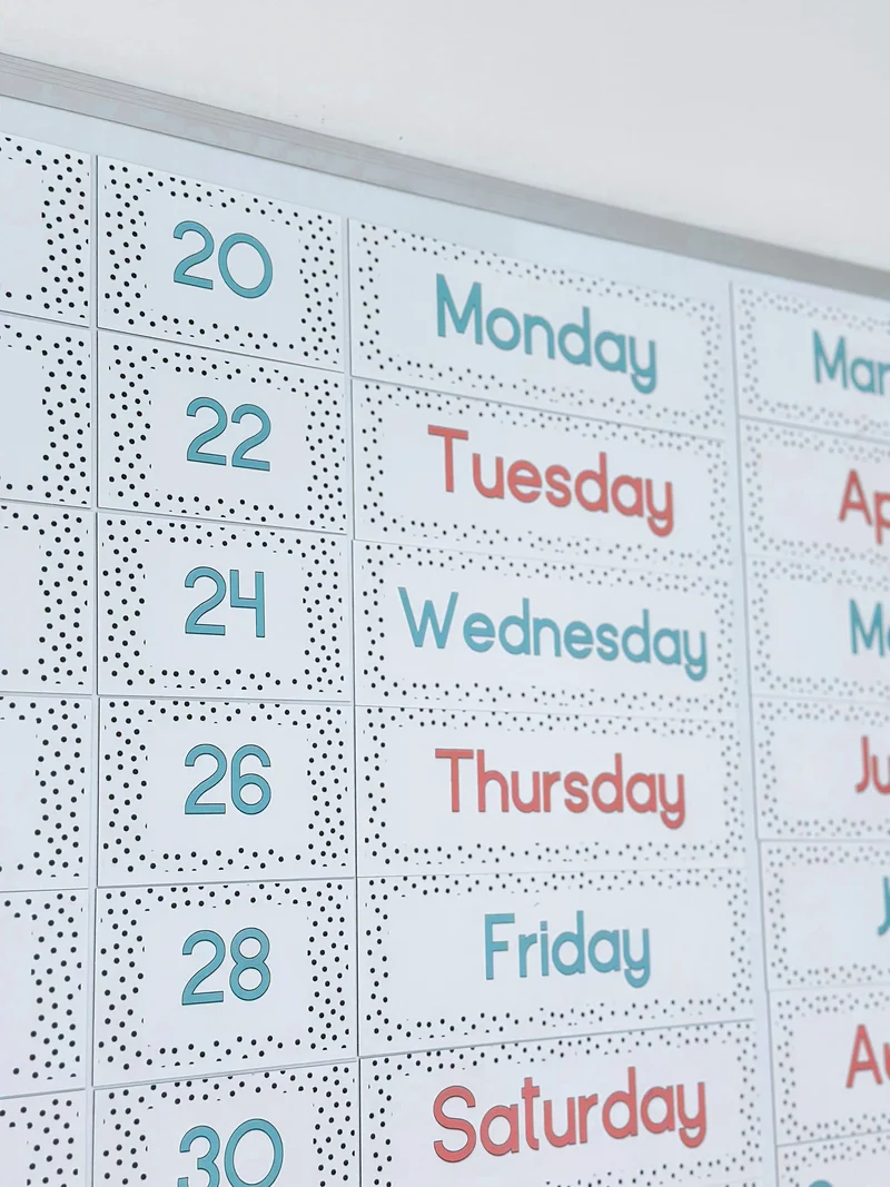 Polka Dot Calendar Magnets