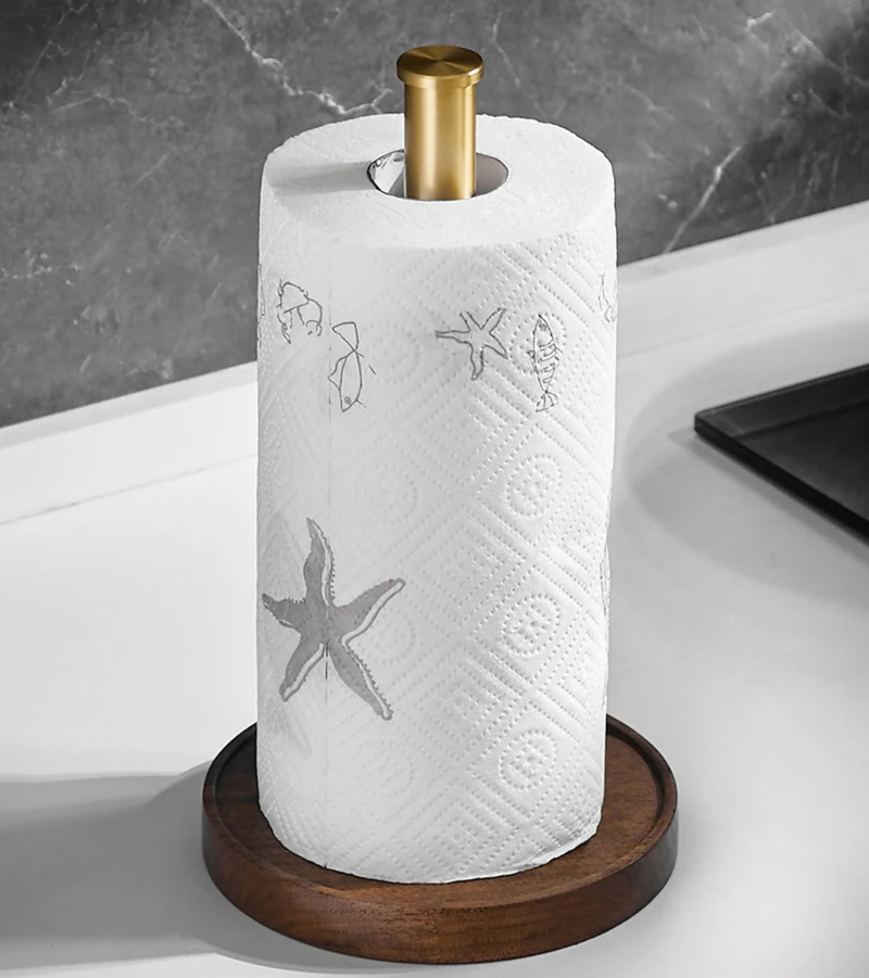 Modern Walnut Kitchen Roll Paper Holder