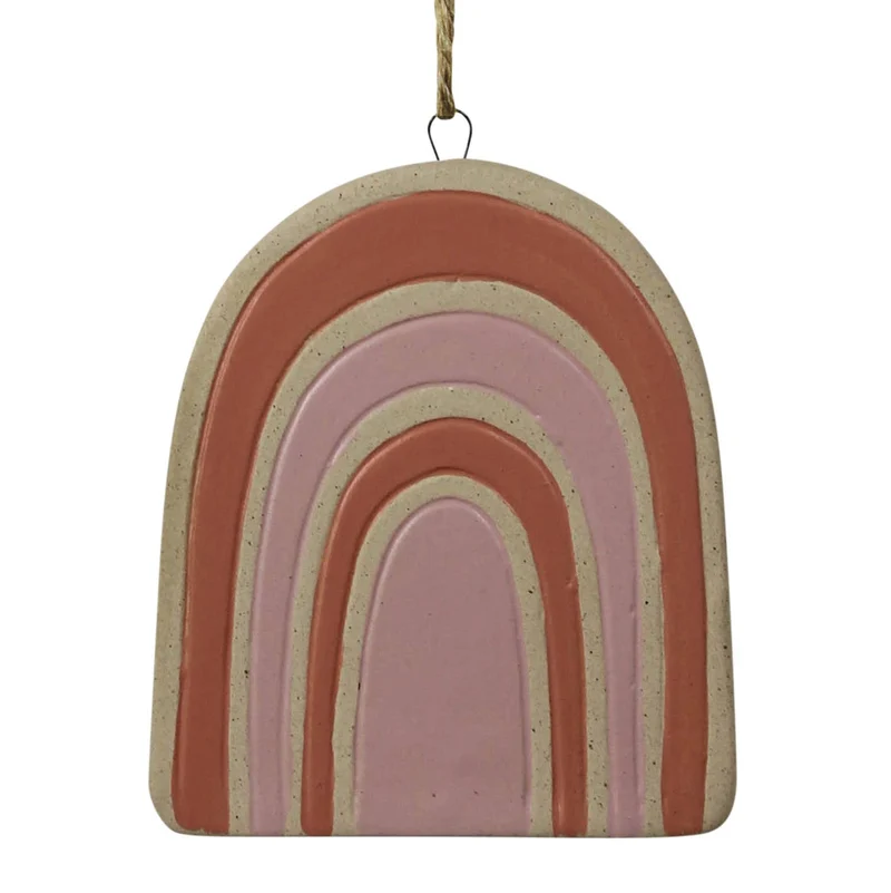Ceramic Hanging - Rainbow. 6.5” jute hanger