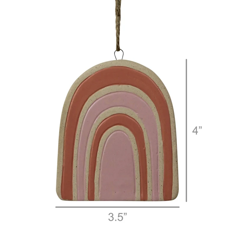 Ceramic Hanging - Rainbow. 6.5” jute hanger