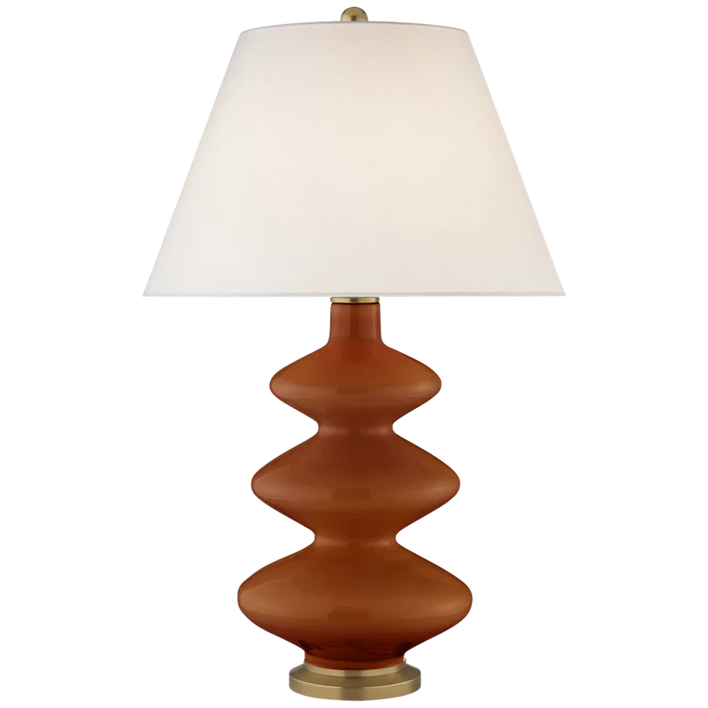 Smith Medium Table Lamp in Cinnabar with Linen Shade