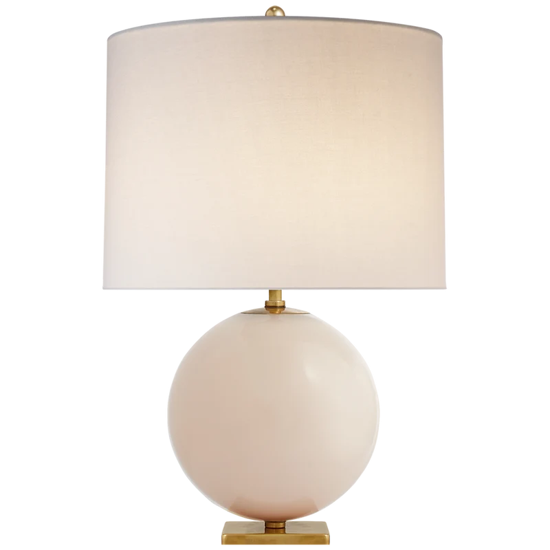 Elsie Table Lamp in Blush Painted Glass with Cream Linen Shade