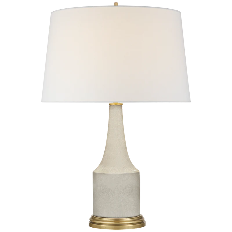 Sawyer Table Lamp in Tea Stain Porcelain with Linen Shade