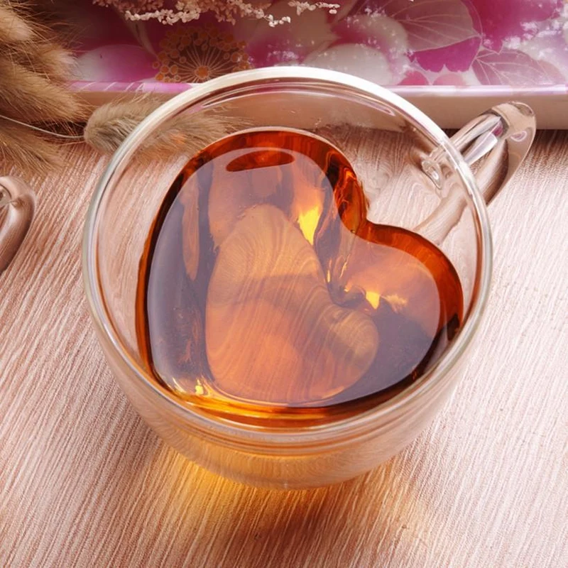 Tasse Transparent en Forme de Coeur