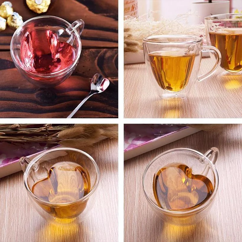 Tasse Transparent en Forme de Coeur