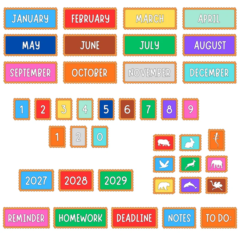 Zoo Cookie Inspired Calendar Magnet Set