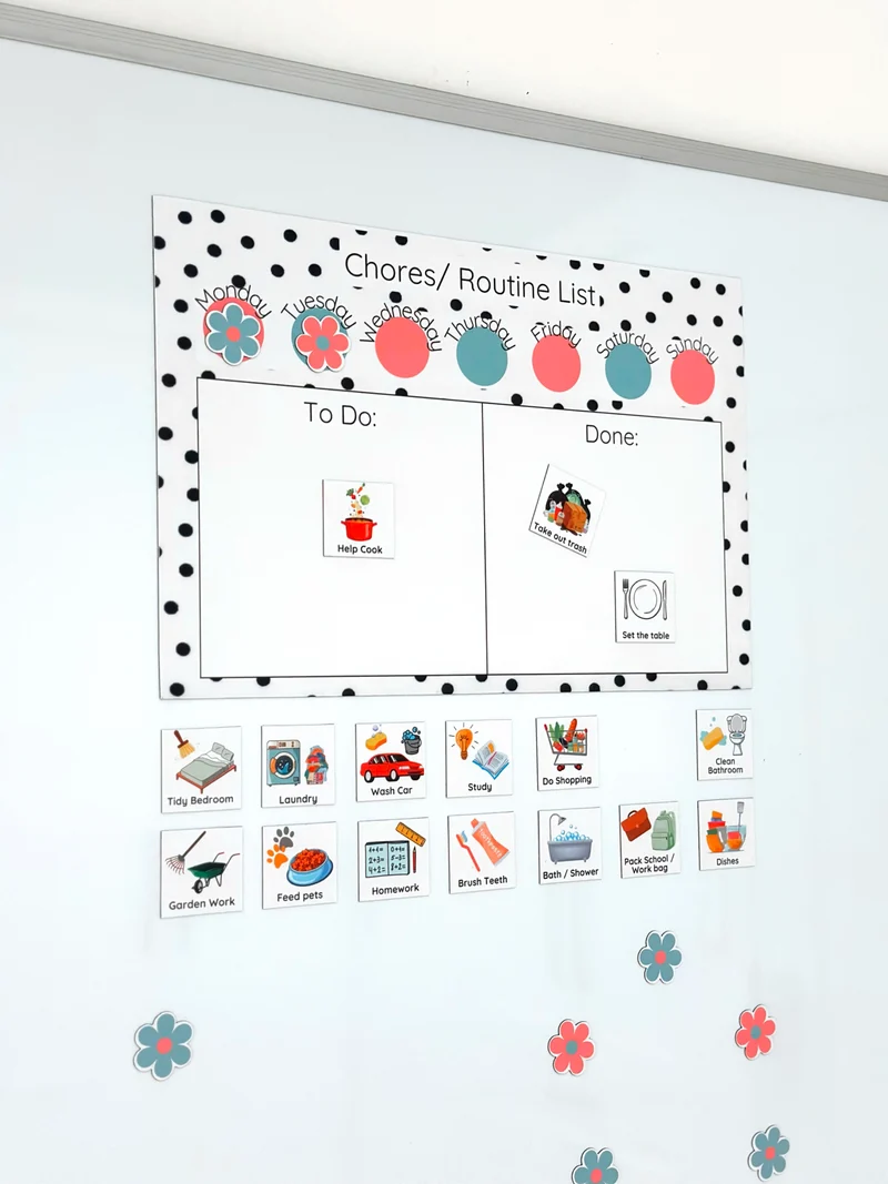 Polka Dot Chores/ Routine list Chart
