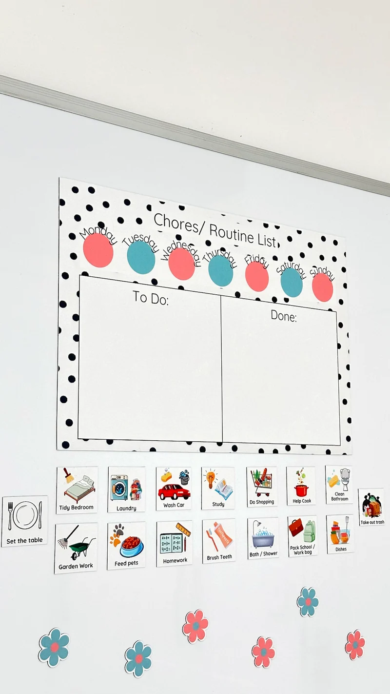 Polka Dot Chores/ Routine list Chart