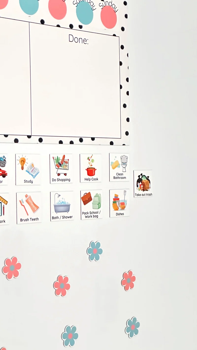 Polka Dot Chores/ Routine list Chart