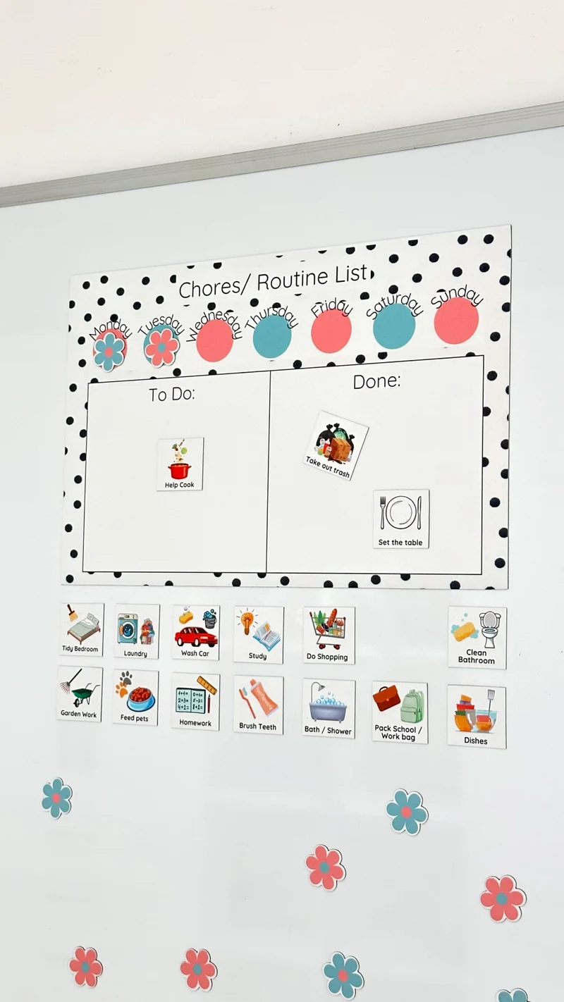 Polka Dot Chores/ Routine list Chart
