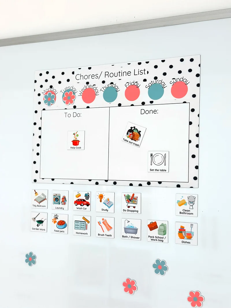 Polka Dot Chores/ Routine list Chart