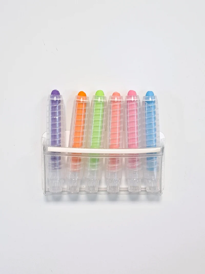 Lot de 6 craies rétractables avec pochette magnétique