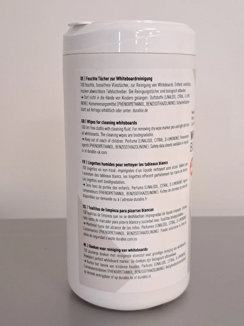 Lingettes humides nettoyantes pour tableaux blancs