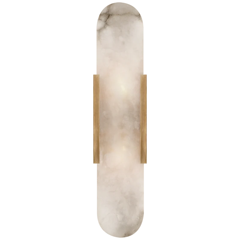 Melange Elongated Sconce in Antique-Burnished Brass with Alabaster