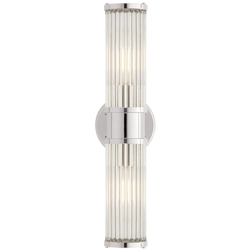 Allen Double Light Sconce in Polished Nickel and Glass Rods