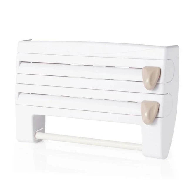 DISTRIBUTEUR PORTE-ROULEAU PAPIER DE CUISINE 4 EN 1