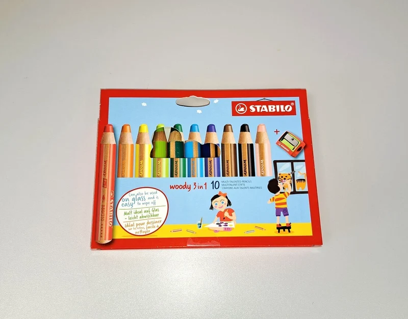 Pochette de 10 STABILO Woody 3 in 1 + 1 taille-crayon