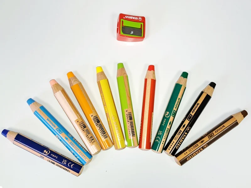 Pochette de 10 STABILO Woody 3 in 1 + 1 taille-crayon