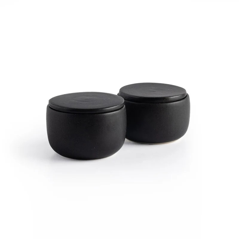 Nelo Salt Jar, Set of 2 - Matte Black