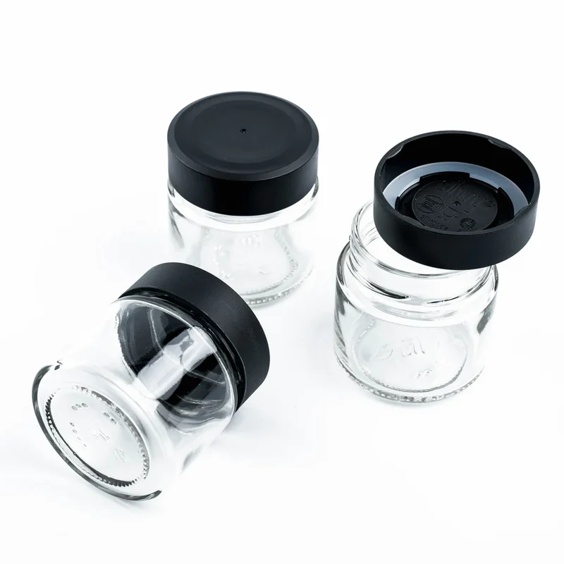 Magnetische kruidenpotjes set van 3 stuks met metalen strip Black & Classy - Silwy
