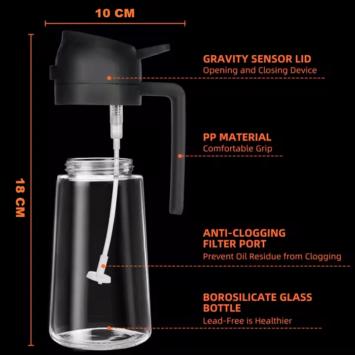 Glazen dispenser voor olijfolie met spray- en giet-functie - Jiangsu