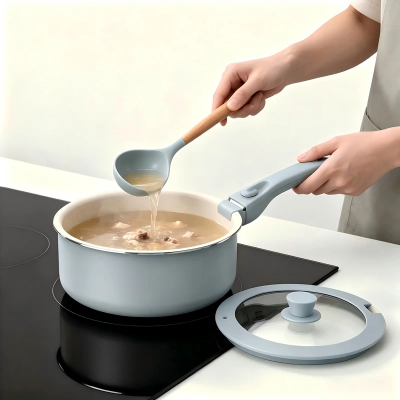 Potten- en pannenset 17-delig met afneembare handgreep in 2 kleuren - Camping Cocooning