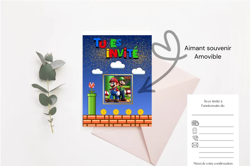 Carte d'invitation Mario Bros
