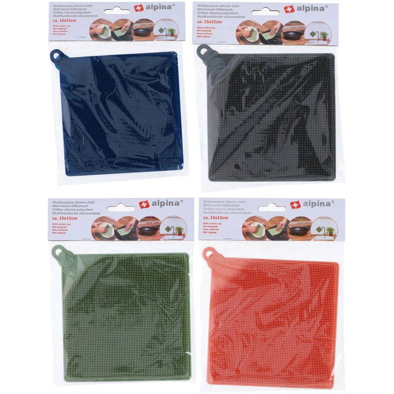Vaatdoek uit silicone met zuignap 15 x 15 cm - Alpina