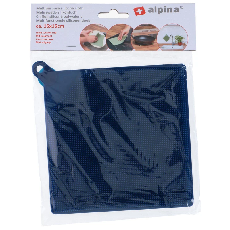 Vaatdoek uit silicone met zuignap 15 x 15 cm - Alpina